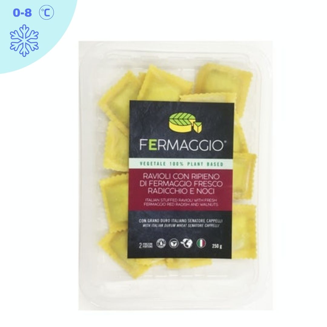 RAVIOLI CON RIPIENO DI FERMAGGIO FRESCO, RADICCHIO E NOCI 250G